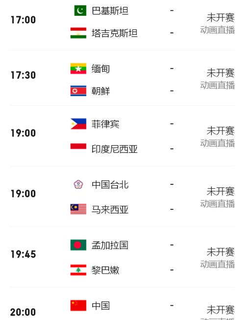 国足世预赛直播时间表